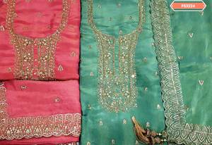 Salwar Kameez tradicional indio de mujer bordado a mano sin costuras de diseñador moderno con protección solar para fiesta tamaño libre - Product Image 2