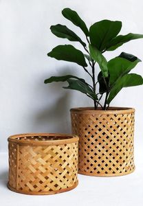 Rotin tissé à la main grand panier à linge herbe de mer panier Pots panier jonc de mer Pot de fleur avec poignée tissé à la main intérieur - Product Image 6