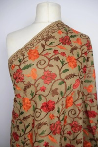 Bright Yellow Kashmiri <b>Shawl</b> with Multicolor Borders Pure Wool <b>Wrap</b> for Festive and Ethnic Winter Style - Product Image 2