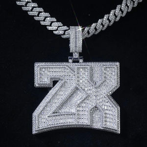 Colgante de Plata de Ley 925 con Diamante Cultivado en Laboratorio, Corte Redondo, Estilo Hip Hop, Personalizado, de Lujo y Alta Demanda - Product Image 1