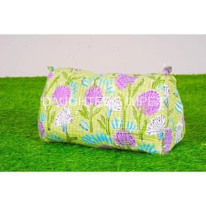 Meilleure Qualité Floral Bloc Imprimé Indien À La Main Coton Trousse De Maquillage 3 Pièces Ensemble Matelassé Cosmétique Kit Trousse De Toilette En Gros - Product Image 5