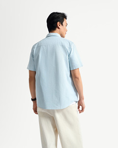 100% Premium Cotton Men's Casual Short-Sleeve Striped <b>Shirt</b> with <b>Button</b> Down Collar Autumn Fitted Style by Routine Vietnam - Product Image 3