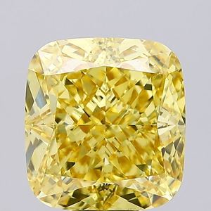 Diamant de laboratoire taille coussin, jaune vif fantaisie, excellente taille, certifié IGI, type CVD, pierre précieuse non montée pour joaillerie fine - Product Image 1