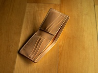 Dompet Pria Kulit Asli Nabati Alami Vintage Tipis Tahan Air Lipat Dua Buatan Tangan Kulit Full Grain Asli Raw Veg
