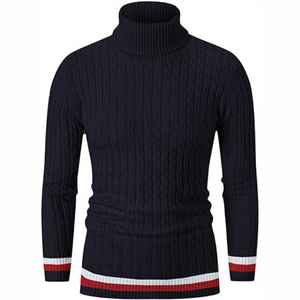 Suéteres de punto informales de Primavera de cuello redondo para hombre de alta calidad Color sólido al por mayor Decoración de patrón de logotipo frontal antiretráctil - Product Image 1