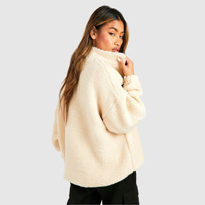 Sweat à capuche oversize en polaire sherpa pour femme avec fermeture éclair, broderie personnalisée, respirant, 100% polyester pour l'hiver - Product Image 6