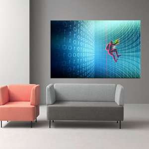 Impression sur toile Matrix Code : Art mural cyberpunk pour décoration moderne, TOILE ENVELOPPEE - Product Image 1