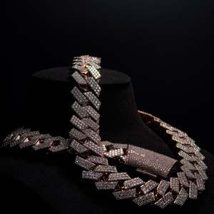 Bracelet cubain en moissanite serti de rhodium de luxe plaqué or rose, bijoux hip-hop pour les occasions de cadeaux et de fêtes - Product Image 1