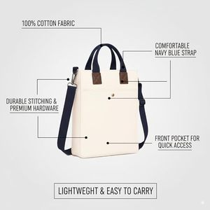 Portable Classic Eco-Friendly Beige Office <b>Bag</b> for Men and Women with Microfiber Synthetic Leather and Polyester Lining - Product Image 3