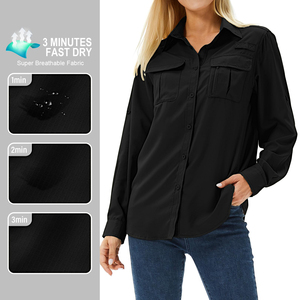 Venta caliente OEM/ODM mujeres suaves camisa de pesca de manga larga tela absorbente protección solar camisas casuales con botones - Product Image 5