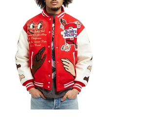 Chenille patchs broderie Streetwear manches en cuir hiver hommes collège Baseball Varsity veste Logos Varsity veste - Product Image 2