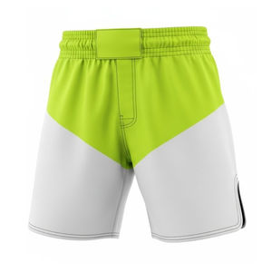 High-Performance Stretch Quick Dry Breathable Lightweight MMA & Boxing <b>Shorts</b> Side Slits <b>Lime</b> <b>Green</b> White Unisex Training Trunks - Product Image 1