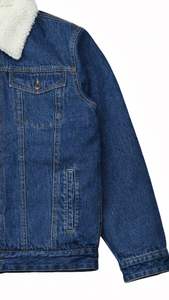 Veste en jean de haute qualité avec manches en cuir, veste en jean pour homme sur mesure, vente en gros - Product Image 4