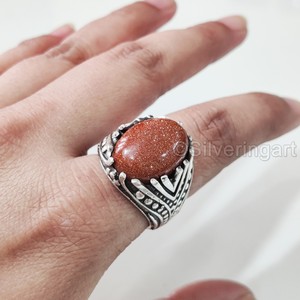 Bague pour homme en argent sterling 925, pierre de soleil naturelle, style ottoman vintage, toutes tailles, cadeau de Noël, vente en gros - Product Image 5