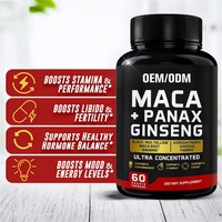 Cápsulas de extracto de raíz de Maca orgánica OEM suplemento de cápsula de Maca negra roja amarilla para todas las edades