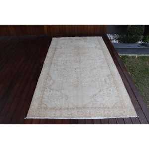 พรมตุรกีขนาด 4.6x8.2 ฟุต พรมวินเทจ พรมขนสัตว์ลายจุดสีขาว - Product Image 1