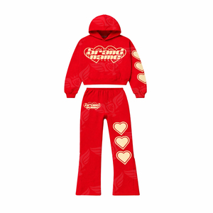 <b>Couple</b> <b>Matching</b> Black & Pink Heart Tracksuit Set Unisex <b>Hoodie</b> and Sweatpants Streetwear Outfit 2026 Model - Product Image 6