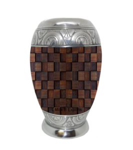 Urnes de crémation en métal Noohn Mosaïques en pierre Conception en bois de brique avec sac de velours gratuit Utilisation commémorative pour adultes Cendres humaines L MAX B EXPORTS - Product Image 4