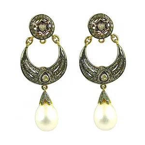 Boucles d'oreilles pendantes en perles anciennes pour femme, bijoux cadeau - Product Image 1