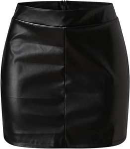 Elegante falda de piel sintética de cintura alta para mujer elegante estilo coreano elástico de algodón y gasa para trajes Casuales - Product Image 5