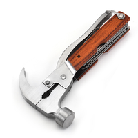 Outil multifonction portable 10 en 1, manche en bois pliable, kit de survie en acier avec hache, marteau, pinces, équipement de camping tactique