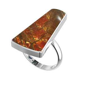 Anillo de Compromiso Unisex de Plata de Ley 925 con Acabado de Alta Calidad, Engaste de Bisel, Amolita, Formas de Trillón, Ovaladas y Clásicas - Product Image 4