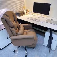 Vente en gros Chaise de bureau de direction en cuir PU patron, confortable, à dossier haut, moderne et pivotante, couleur beige, équipement de bureau