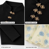 Ensemble deux pièces OEM pour femme : Blouse à carreaux avec col en V et jupe midi en maille à volants et peplum, personnalisable avec logo