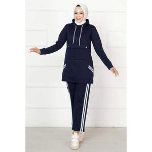 Traje de dos hilos detallado a rayas azul marino - Product Image 1