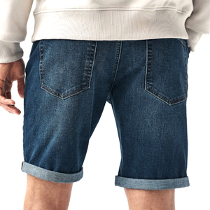 Shorts de Mezclilla Elásticos de Corte Recto Azul Medio Lavado Claro, Transpirables y Ecológicos, Estilo 2026, para Hombre, Casuales, Tejidos, WAKIN WEAR - Product Image 3