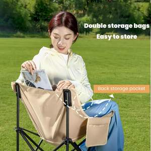 เก้าอี้ชายหาดขนาดกะทัดรัดสีกากีแบบพกพาน้ำหนักเบารองรับ300lbs ปิกนิกตกปลารับประทานอาหารและทำสวนโลหะทนทาน - Product Image 2