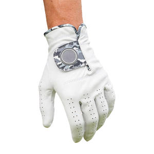 Guantes de golf blancos de cuero genuino de calidad superior Diseño de camuflaje sublimado Cierre de bucle de gancho resistente al agua Deportes - Product Image 4