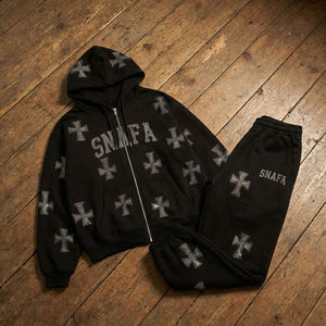 Survêtement surdimensionné pour homme de qualité supérieure avec logo personnalisé, appliqué délavé, broderie, strass, délavage à l'acide, décoloration au soleil - Product Image 1