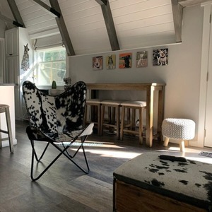 Leather Butterfly Chair Black Cowhide Black Hair on Butterfly - Product Image 1