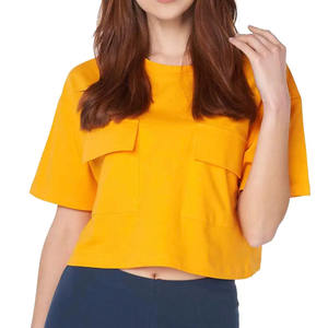 Crop-Top Femme Streetwear Été T-shirts à Manches Courtes en Coton Tricoté Personnalisé Séchage Rapide Respirant Vente en Gros Vêtement Décontracté - Product Image 5
