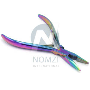 Venta al por mayor de arcoíris multicolor de acero inoxidable kit de herramientas de extensión de cabello con alicates y juego de ganchos de tracción - Product Image 3