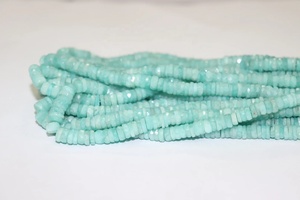 ลูกปัดหินอัญมณีธรรมชาติ Amazonite,ลูกปัดทรงยาง Heishi ขนาด7มม. สำหรับทำเครื่องประดับ - Product Image 3