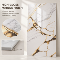 Panneau mural en PVC brillant MORLENX, imitation marbre blanc ivoire doré UV, pour la décoration de salons de luxe, d'hôtels et de villas