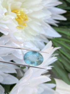 ลูกปัดพลอยอะความารีนธรรมชาติ7.46กะรัตเพชรพลอยเจียระไนทรงรีสำหรับทำเครื่องประดับอัญมณีหลวมวัสดุเพชร - Product Image 6