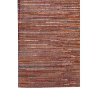 พรมทอมือลายทางคลาสสิก Acar ทำจากขนสัตว์และใยวิสโคส สีชมพูและสีม่วง ขนาด 9x12 รุ่น Tra-14448 สำหรับบ้านและรถยนต์ ด้วยเทคนิคการทอแบบแบน - Product Image 4