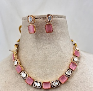 Juego de Kundan chapado en oro con piedras Dublet originales tradicionales, juego de Kundan de calidad Premium, calidad increíble con pendientes para boda - Product Image 3