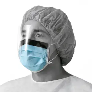 无纺布50包一次性面罩带面罩美甲沙龙高档3层蓝色医用面罩带护罩