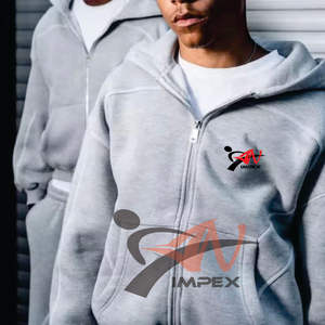 Conjunto de Sudadera con Capucha y Pantalones de Chándal de Felpa Francesa 100% Algodón Grueso Personalizado OEM, Chándal con Cremallera para Hombre - Product Image 3