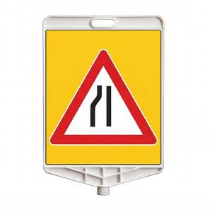 Señal de Tráfico Reflectante de Doble Cara, Señal de Advertencia Rectangular de Seguridad para Carreteras Estrechas, desde la Izquierda, con Soporte Incluido - Product Image 1