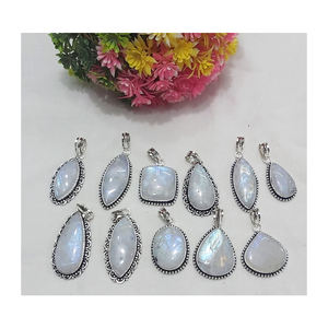 แฟชั่นขายดีเครื่องประดับพลอยมูนสโตนธรรมชาติสำหรับผู้หญิงเครื่องประดับ925เงินสเตอร์ลิงจี้มูนสโตนธรรมชาติ - Product Image 2