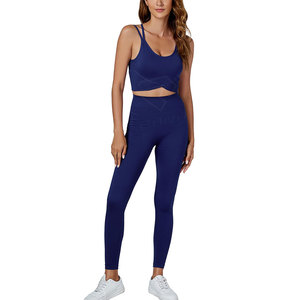 Nuevo conjunto de Yoga de 2 piezas de cintura media sólida para mujer de talla grande 100% algodón transpirable gimnasio Fitness Wear - Product Image 1