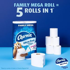 Charmin-กระดาษชำระกันกระแทกแบบนุ่มพิเศษ, 18 Family MEGA Rolls = 90ม้วนปกติ - Product Image 5