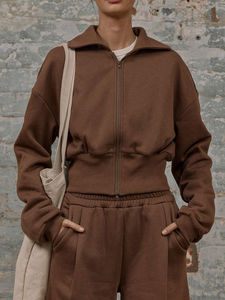 Survêtement d'hiver pour femmes grande taille, respirant, décontracté, uni, en coton éponge, à jambes larges, à capuche, pantalon de jogging surdimensionné - Product Image 4