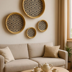 Ensemble de 3 plateaux décoratifs en bambou à double niveau pour la vaisselle - Product Image 2