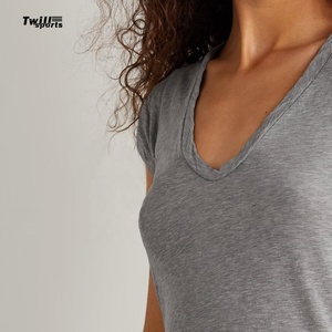 Camiseta lisa para mujer con cuello en V, de alta calidad, personalizada, ajustada, blusas y camisas para mujer 2026 - Product Image 6